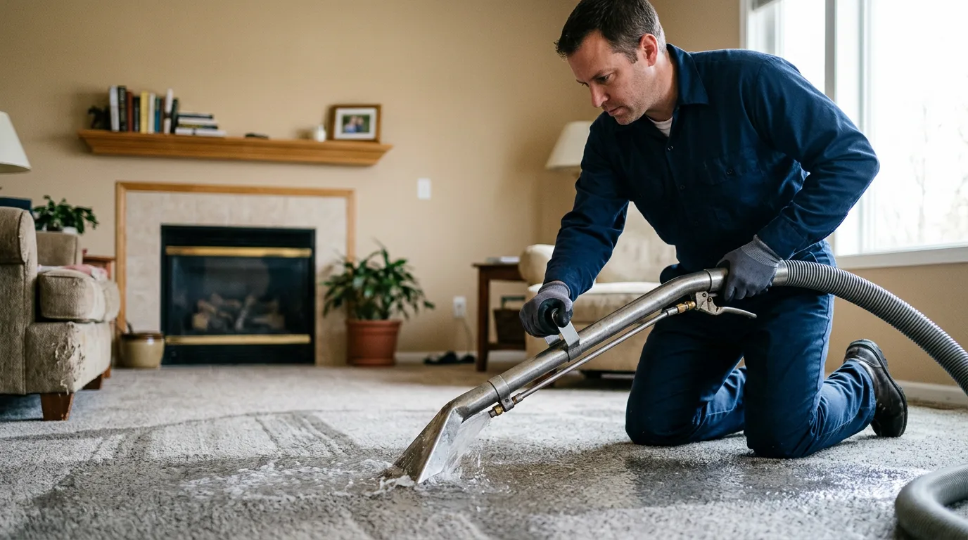 Water damage restoration technician working near Sherrill, AR